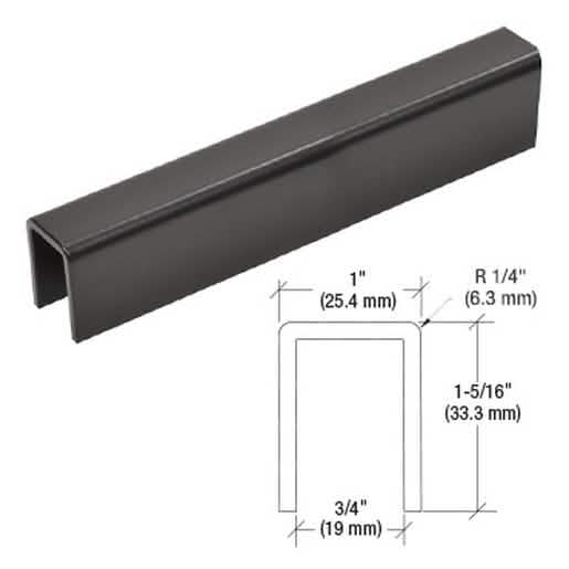 "CRL Matte Black Cap Rail for 1/2" or 5/8" Glass, 11 Gauge, 20'', Sleek and Durable Finish