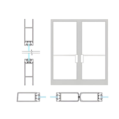 Aluminum Double Doors 72x84 CRL-U.S. Clear-Anodized Non-Impact Pivot