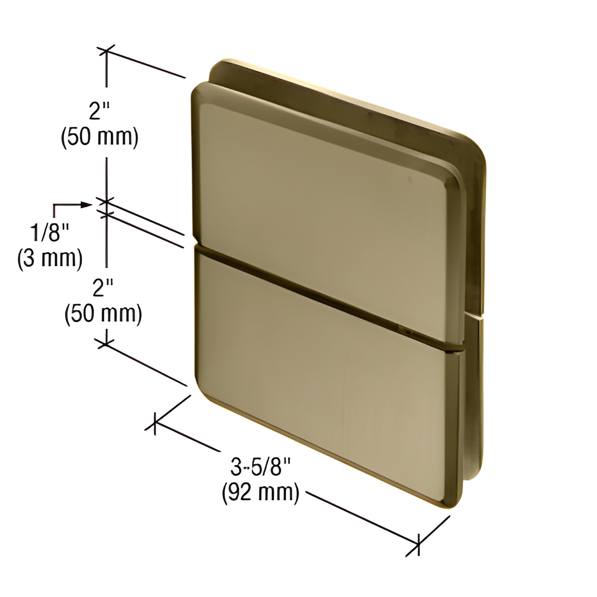 Brushed bronze solid-brass Prima pivot hinge for 8-10mm glass, 3-5/8" wide (PPH02BBRZ)