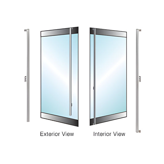 Brushed stainless tubular access handle for glass doors, DRS rail-mount 1-1/4" diameter (SKU DH130FS4RBS)