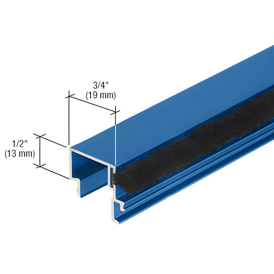 Blue extruded aluminum interlocking profile with black weatherstrip, 3/4 1/2 in (19 13 mm), SKU DS04071