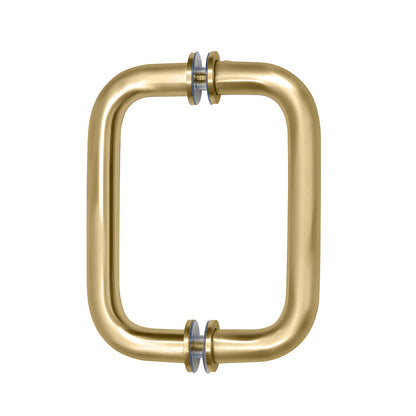 Solid brass 3/4" satin-brass back-to-back rectangular shower/cabinet pull handle, 6" C-C, SKU SPH6SB