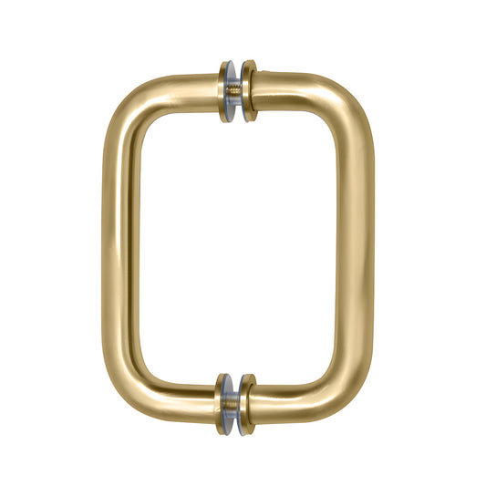 Solid brass 3/4" satin-brass back-to-back rectangular shower/cabinet pull handle, 6" C-C, SKU SPH6SB