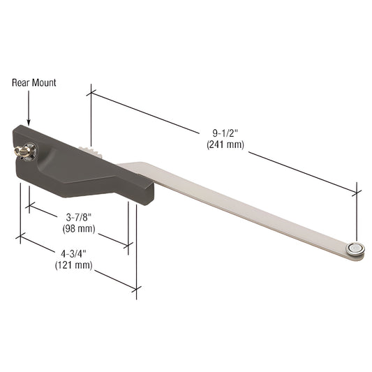 CRL WH30022L single-arm roto operator, black bronze anodized, rear-mount for casement/awning windows with 91 2 arm.