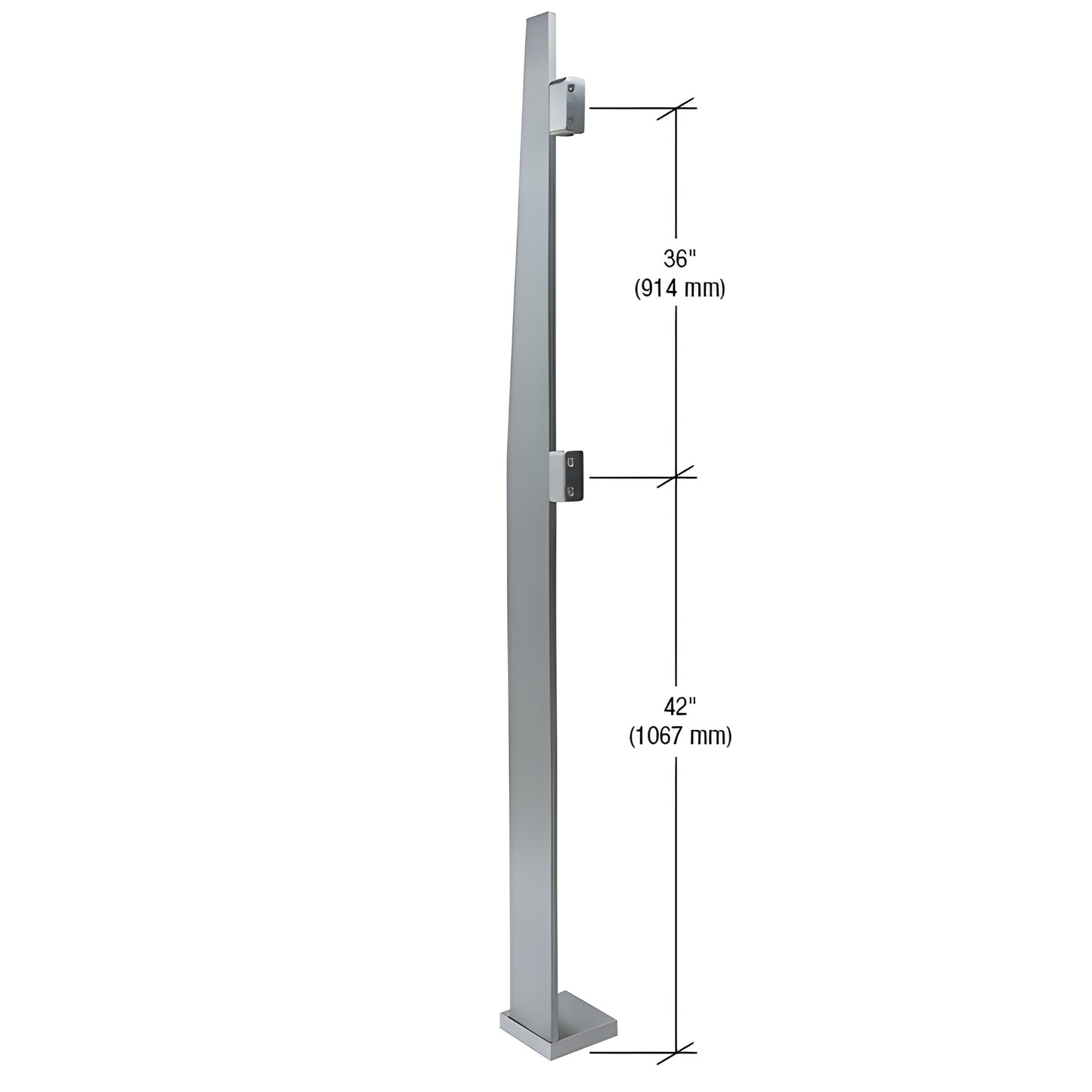 K84LEKBS 84" brushed 316 stainless steel freestanding glass partition post with welded base, glass fittings - interior use.