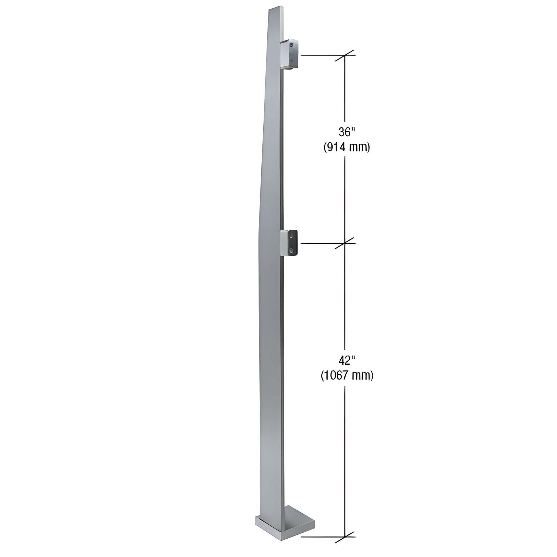 K84LEKBS 84" brushed 316 stainless steel freestanding glass partition post with welded base, glass fittings - interior use.