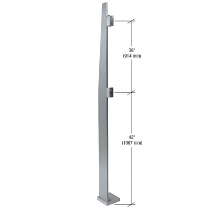 K84LEKBS 84" brushed 316 stainless steel freestanding glass partition post with welded base, glass fittings - interior use.