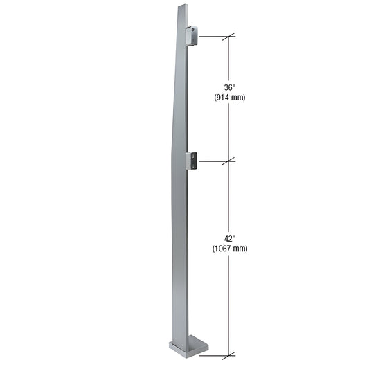 K84LEKBS 84" brushed 316 stainless steel freestanding glass partition post with welded base, glass fittings - interior use.