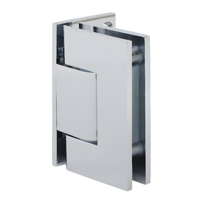GEN344CH polished chrome adjustable brass shower hinge for 8-12mm glass, square edge, wall mount