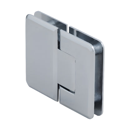 Polished chrome CRL Pinnacle glass-to-glass shower hinge P1N180CH, beveled brass, self-centering, fits 8-12mm glass.