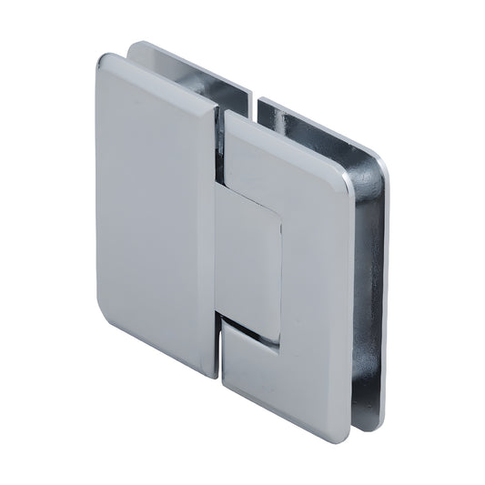 Polished chrome CRL Pinnacle glass-to-glass shower hinge P1N180CH, beveled brass, self-centering, fits 8-12mm glass.
