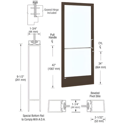 CRL-U.S. 250 Narrow Stile Offset Hung Door 3'x7' Geared Hinge Std Lock