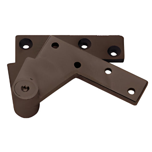 CRL offset top pivot (SKU 95120DU), dark bronze aluminum door pivot with offset hinge and multiple mounting holes.