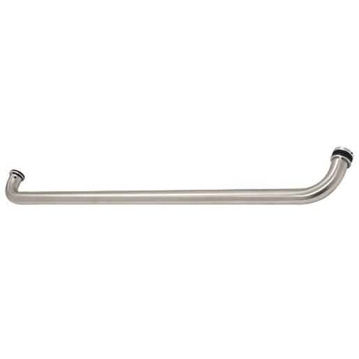 Close-up of CRL Brushed Stainless 28" Cross Bar Pull Handle, sleek design for 4"x10" locks