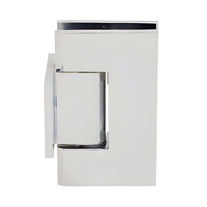 GEN280CH polished chrome pony wall mount hinge for frameless shower door, solid brass, short back plate, self-centering