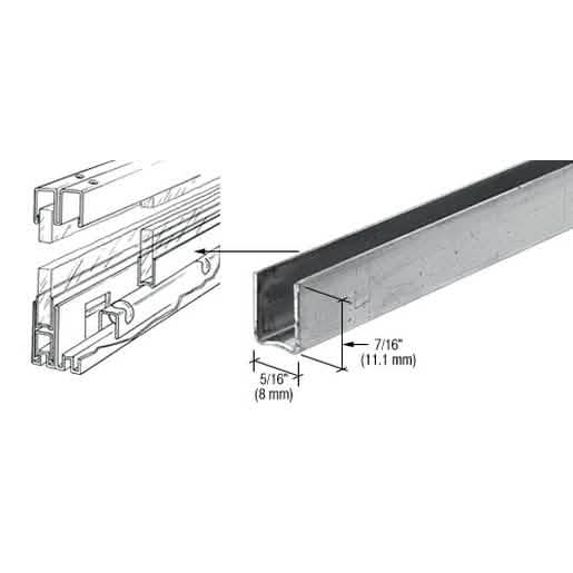 CRL Zinc Plated Steel Roll-Ezy Shoe for Glass Doors, 144" Length - Durable & Easy Install