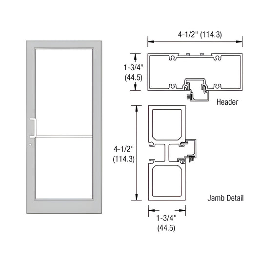 FD11511 Durafront clear anodized complete frame for surface-mount closer, 1-3/4 in x 4-1/2 in jamb/header profile