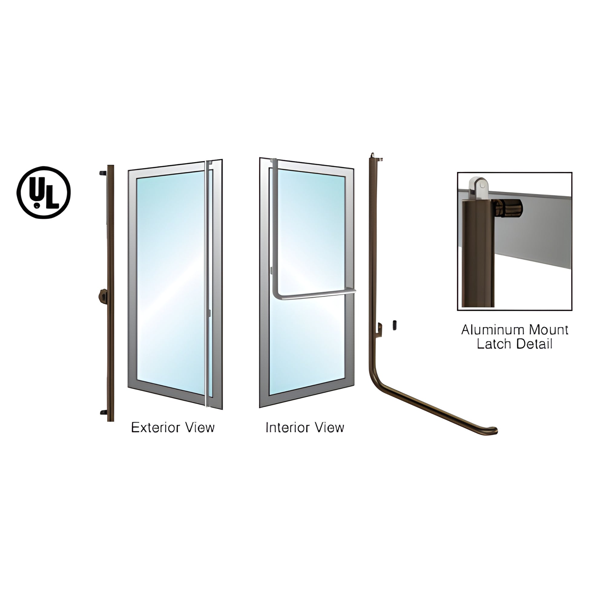 Oil-rubbed bronze aluminum access control handle for 1/2-3/4" tempered glass doors, left-hand reverse - SKU BP100F4AK0RB