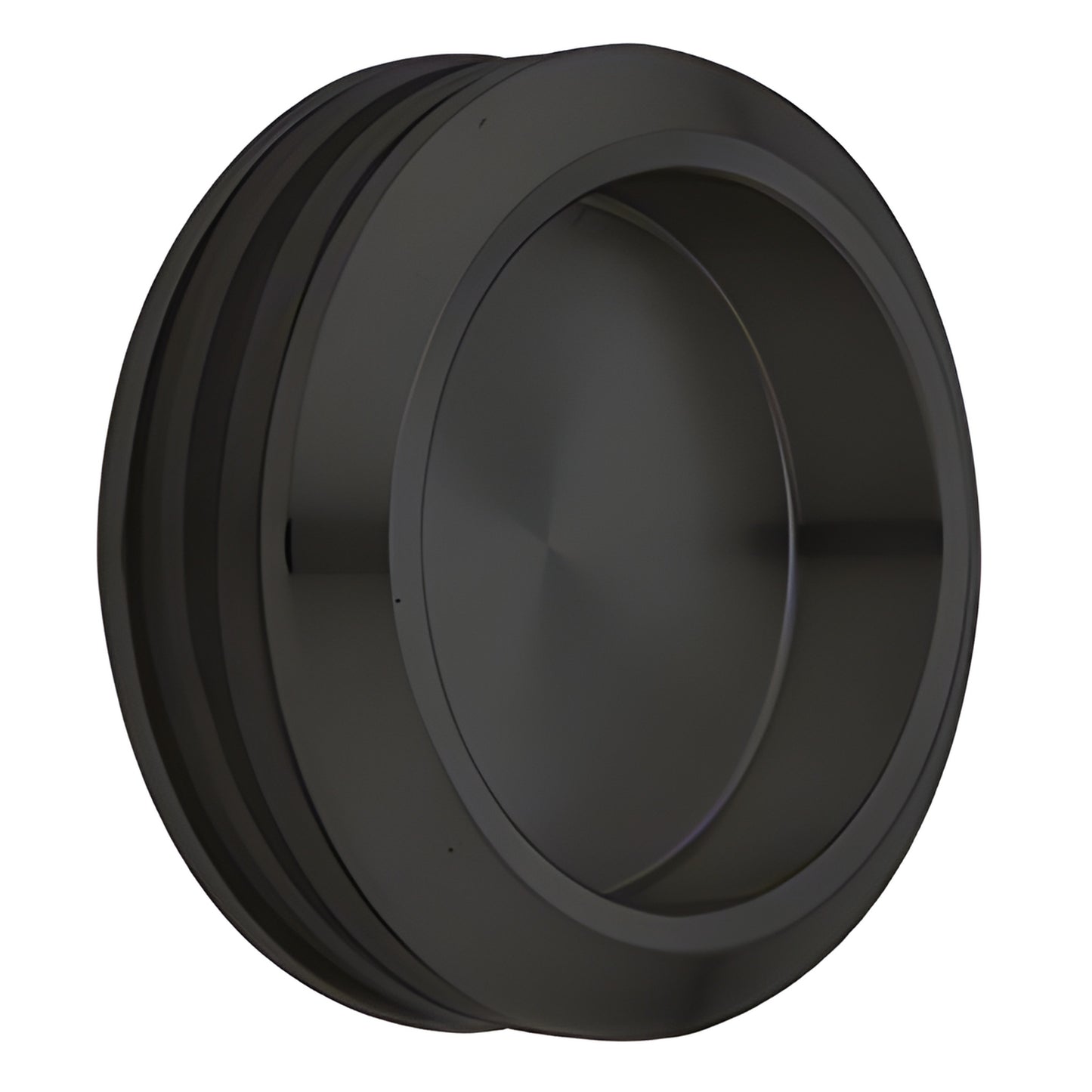 Matte black stainless steel round thru-glass pull handle with centered protective plate for 8-10mm tempered glass