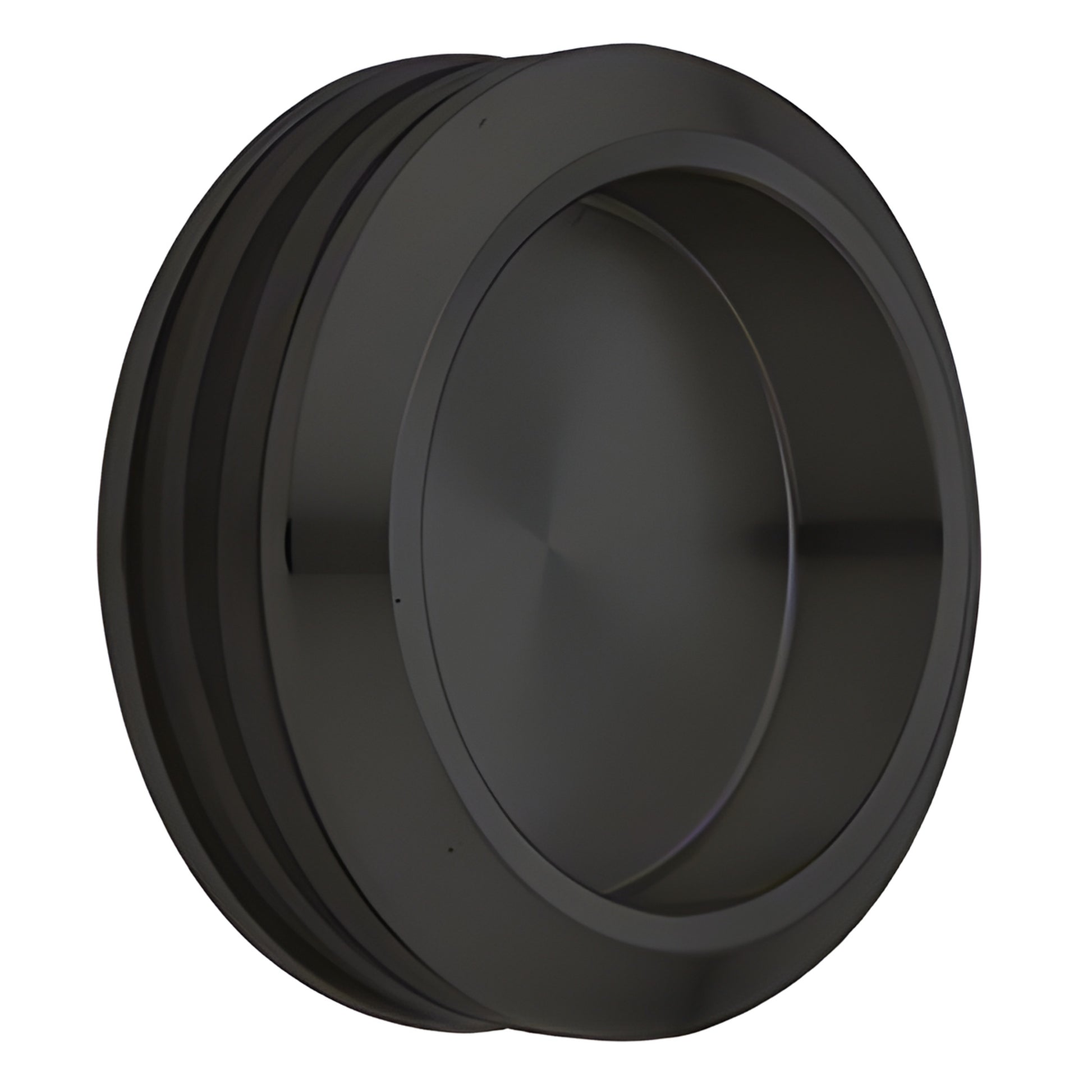 Matte black stainless steel round thru-glass pull handle with centered protective plate for 8-10mm tempered glass