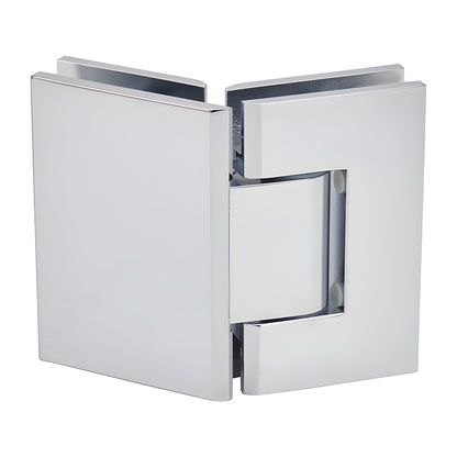 Polished chrome brass glass-to-glass shower hinge GEN345CH, square profile, adjustable for 8-12mm glass.