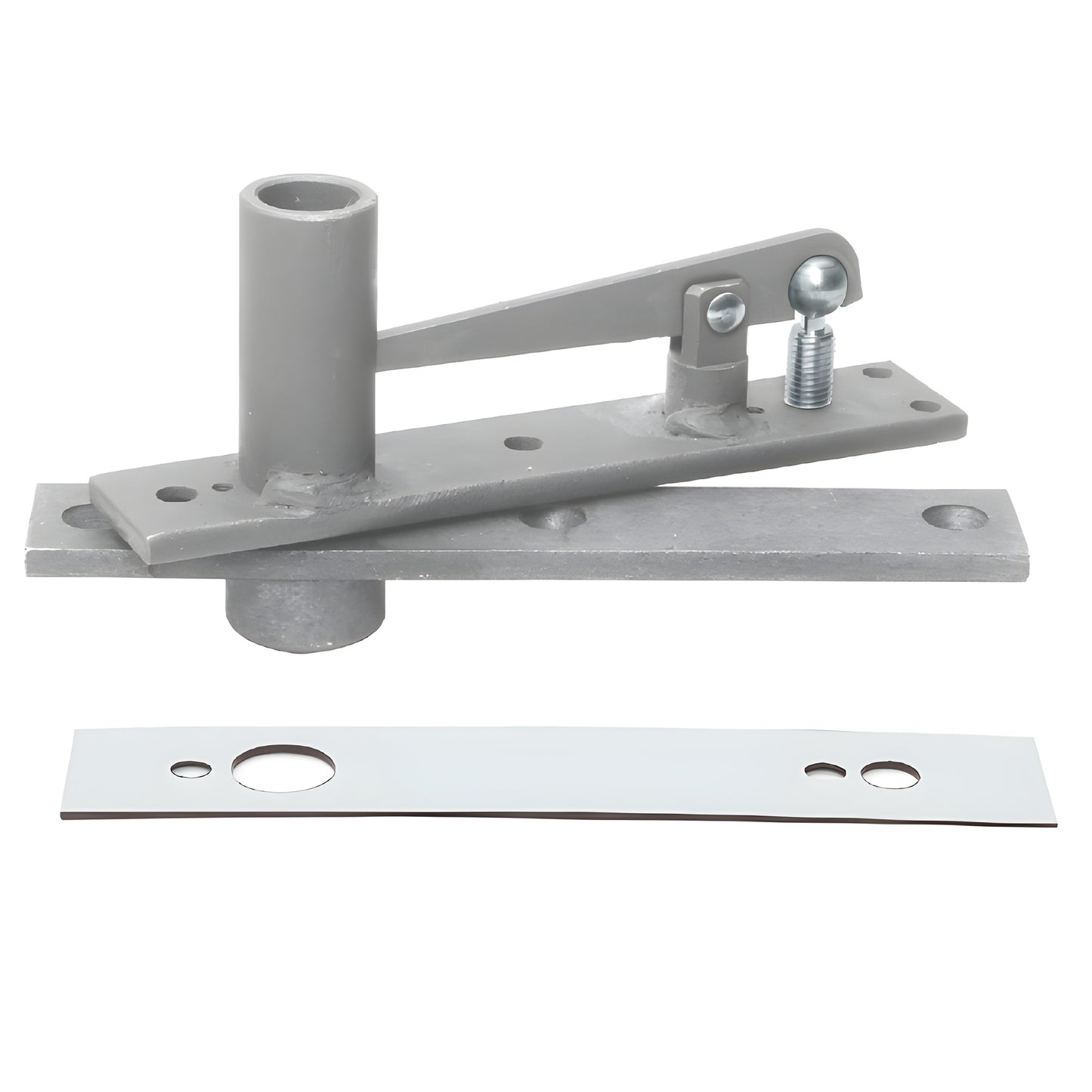Rixson H345SC heavy-duty satin chrome center-hung top pivot with long pivot pin and cover plate