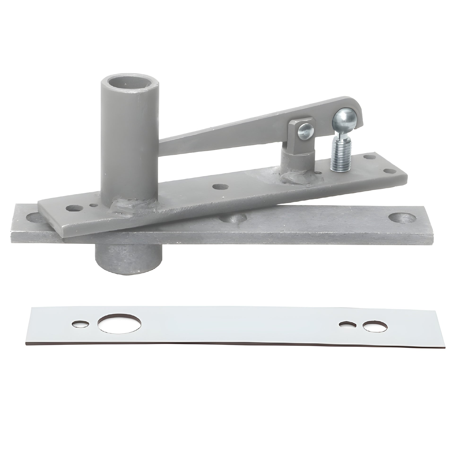 Rixson H345SC heavy-duty satin chrome center-hung top pivot with long pivot pin and cover plate