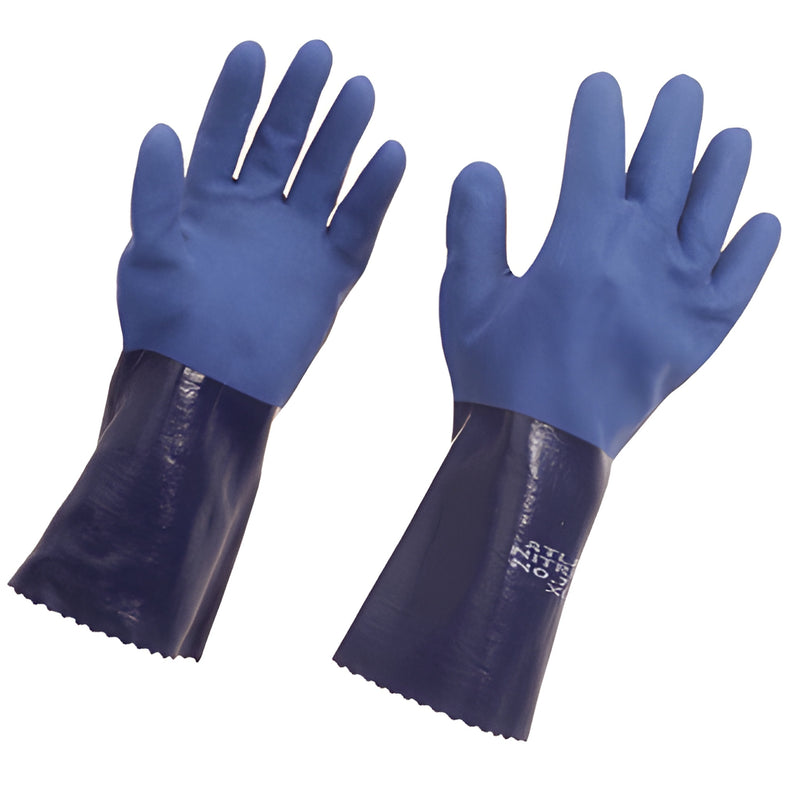 Atlas blue nitrile work gloves, extra-large pair with coated gauntlet cuffs - SKU PR0720
