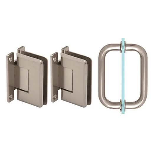 CRL Brushed Nickel Pinnacle Shower Pull and Hinge Set: Sleek, Modern Bathroom Hardware