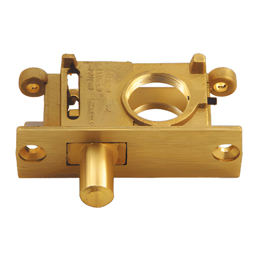 CRL 777SL brass door rail lock for sliding glass doors, 16mm (5/8") plunger bolt with cylinder hole