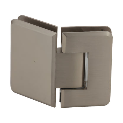 Brushed bronze Pinnacle glass-to-glass shower hinge, solid brass, beveled edges (SKU: P1N045BBRZ)