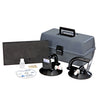 The CRL Glass Handler Kit includes two 6-inch suction cups, a grey carrying case, instruction DVD, and maintenance supplies.
