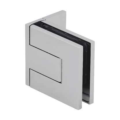 Polished chrome Palermo offset square hinge for 3/8-1/2" frameless glass doors, SKU PAL044CH