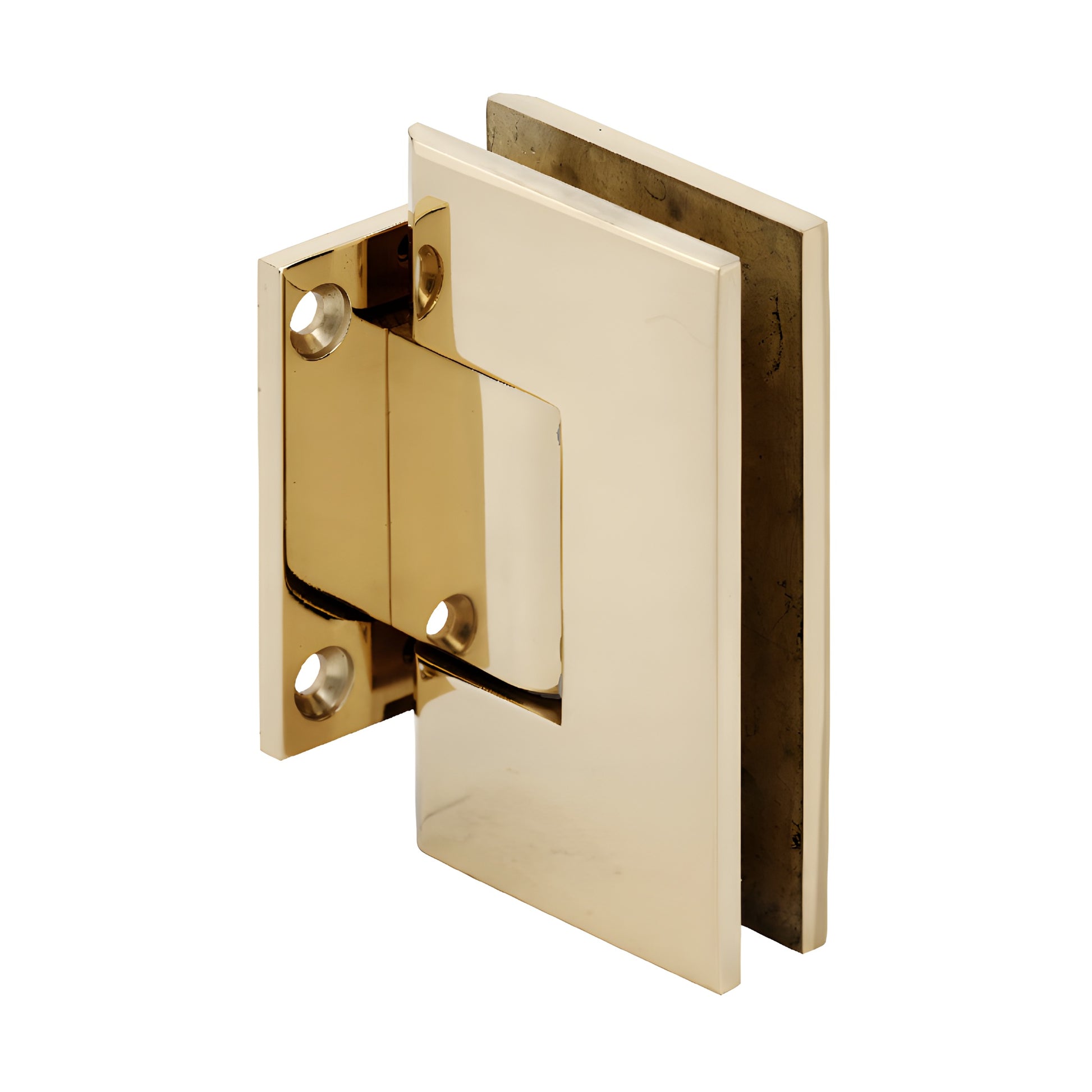 Vienna V1E074ULBR unlacquered brass short-back plate shower hinge for 3/8-1/2" tempered glass, solid brass, squared design
