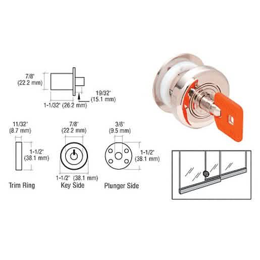 CRL Keymatic Sliding Glass Door Plunger Lock: Secure your doors with this reliable lock.