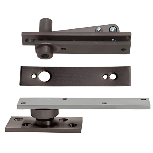 Rixson 370DU center-hung door pivot set, dark bronze aluminum components for heavy doors (up to 500 lb)