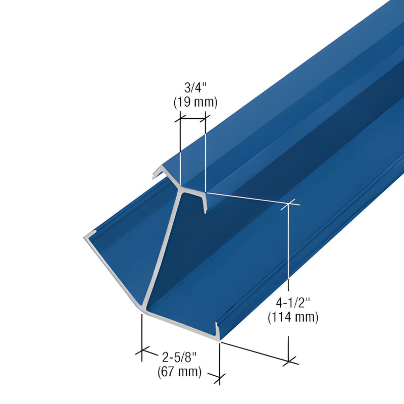 Blue extruded aluminum profile JS64571, storefront sash 4-1/2" x 2-5/8" with 3/4" flange.