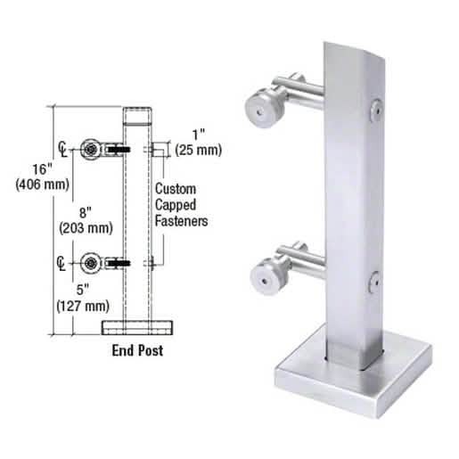 CRL 316 Brushed Stainless End Post: Durable, sleek design for point-supported systems.