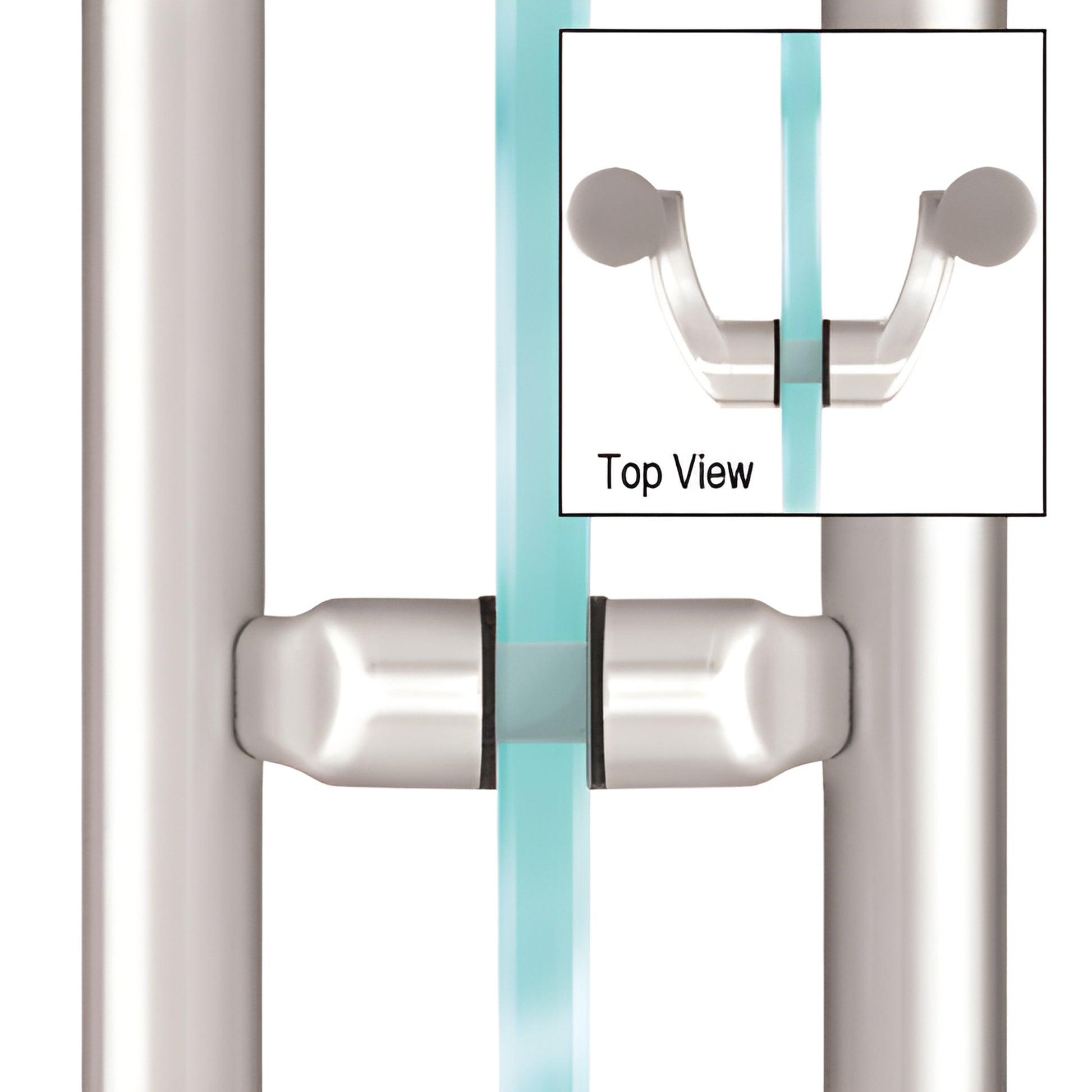 CRL LP0PS polished stainless steel offset mid-posts for ladder pulls on glass, two-piece retrofit