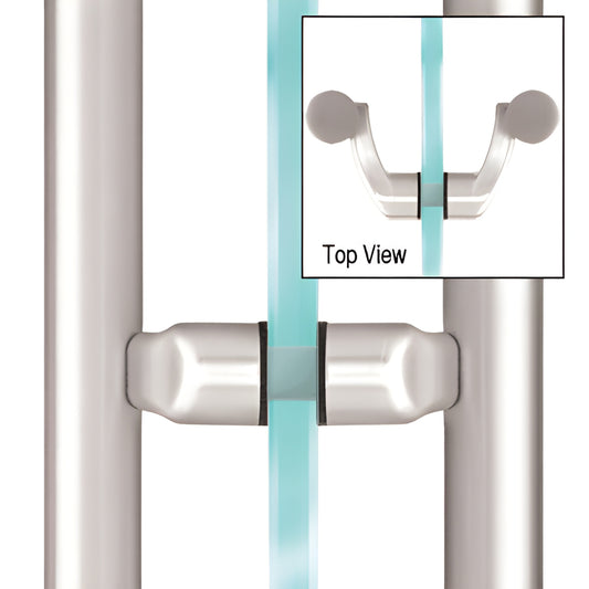 CRL LP0PS polished stainless steel offset mid-posts for ladder pulls on glass, two-piece retrofit