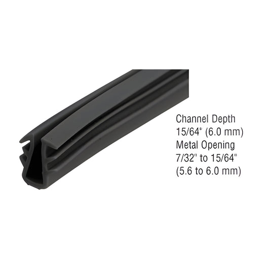 Gray CRL glazing vinyl gasket strip for 1/8 in double-strength glass, 15/64 in channel depth - SKU GC724BLC