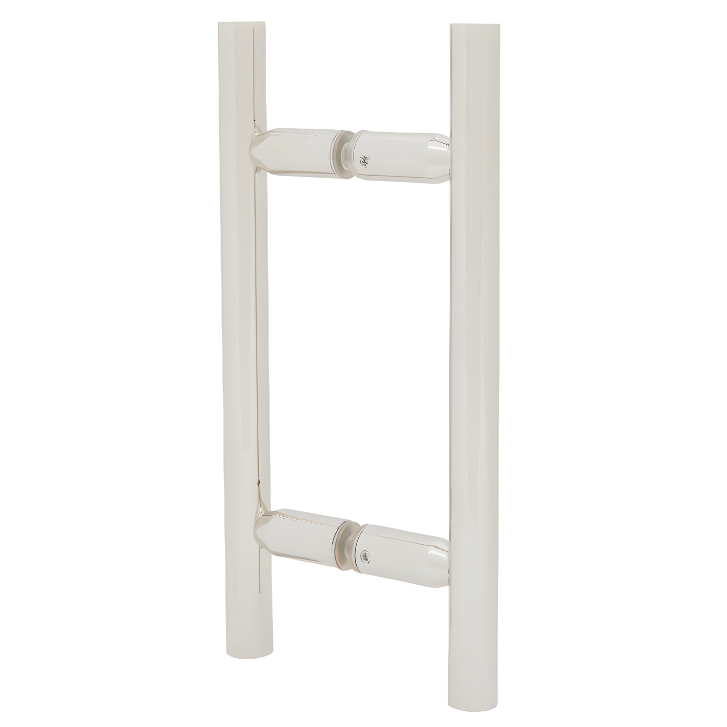 Polished nickel ladder-style 6in glass shower pull handle, tubular brass ladder pull for frameless doors (SKU LP6X6PN)