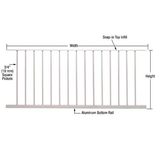 CRL Sky White Picket Panel - 72"x42" for 200-400 Series. Sleek, durable design.
