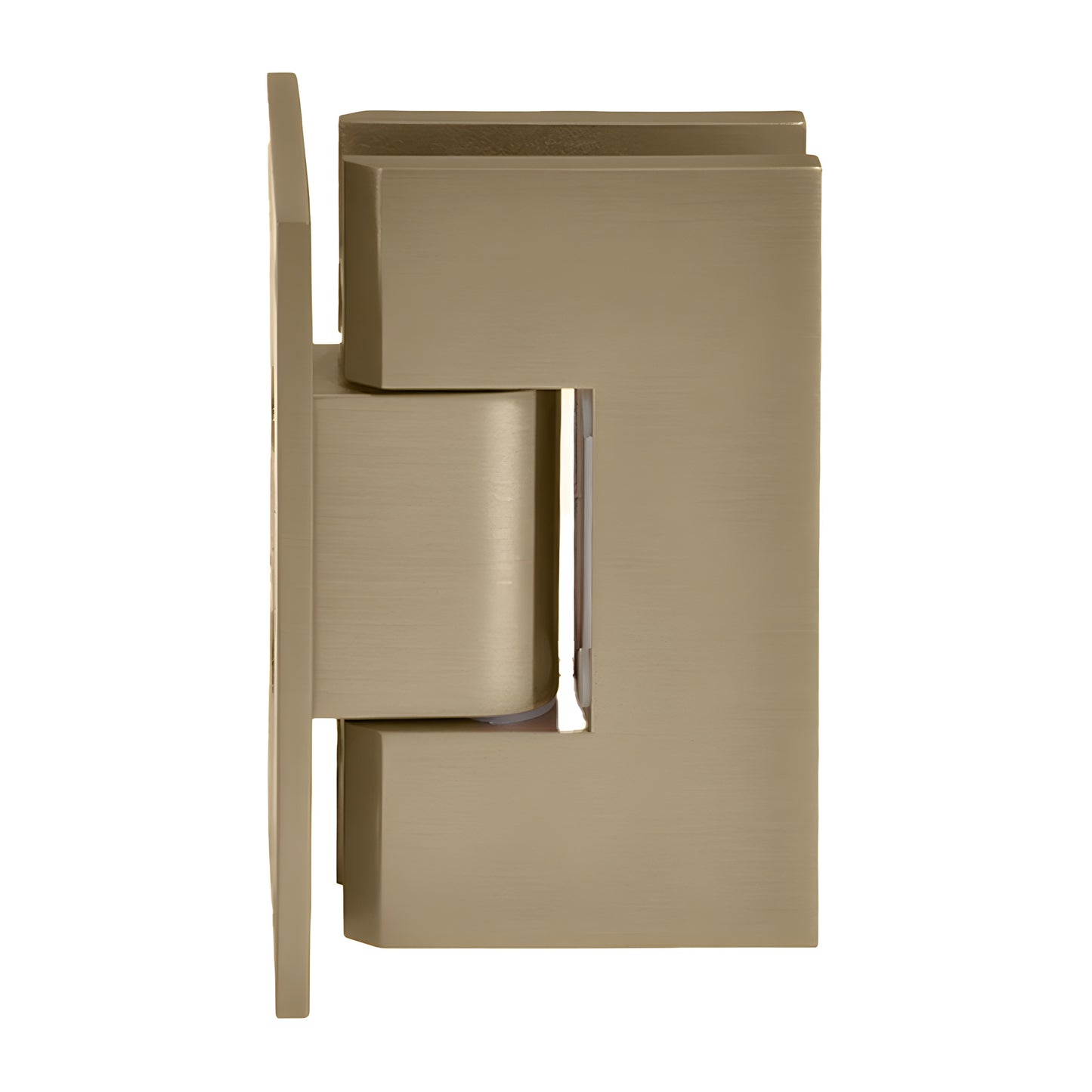 CRL Vienna solid brass shower door hinge, dark brushed bronze, wall-mount full back plate (SKU V1E037DBBZ)