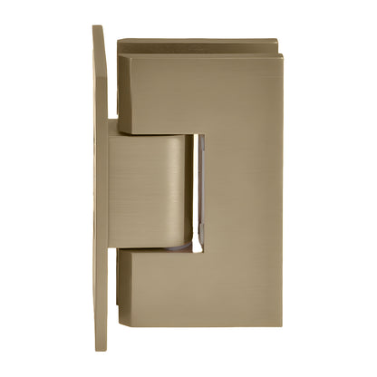 CRL Vienna solid brass shower door hinge, dark brushed bronze, wall-mount full back plate (SKU V1E037DBBZ)