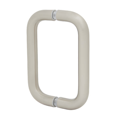 BPD6BN squared U-shaped solid brass pull handle, 3/4" dia, brushed nickel, for 1/4-1/2" glass (6" c-c)