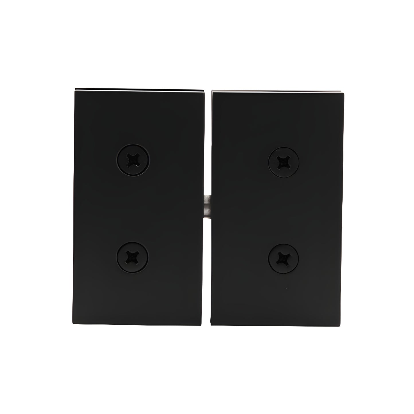 CAR02MBL matte black Cardiff squared glass-to-transom pivot hinge, brass, 8-10mm glass, 3-5/8in wide, self-centering.