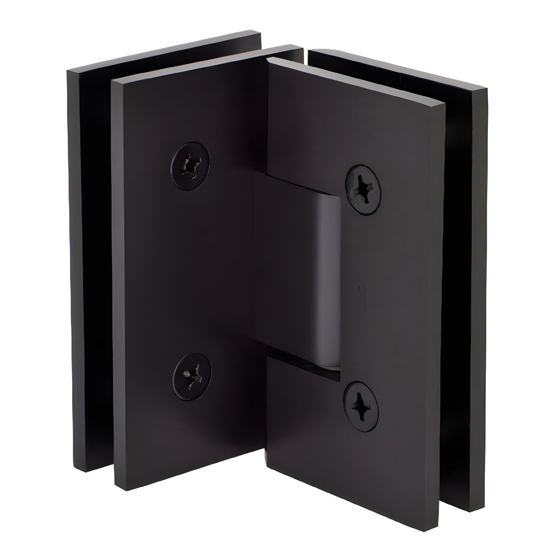Oil-rubbed bronze Geneva glass-to-glass shower hinge GEN0920RB, square profile, solid brass, 90 self-centering