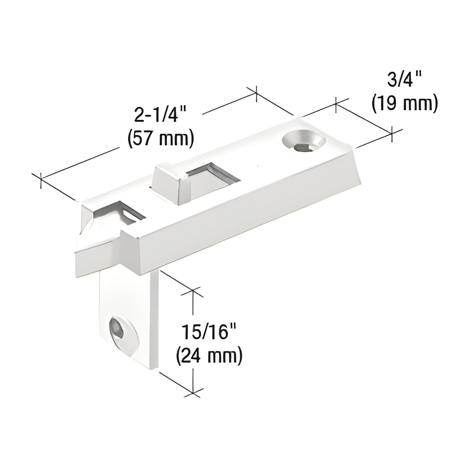 White CRL plastic tilt window latch kit (SKU F2642), 2-1/4" 3/4" with 15/16" lip, fits Better Bilt tilt-out windows.