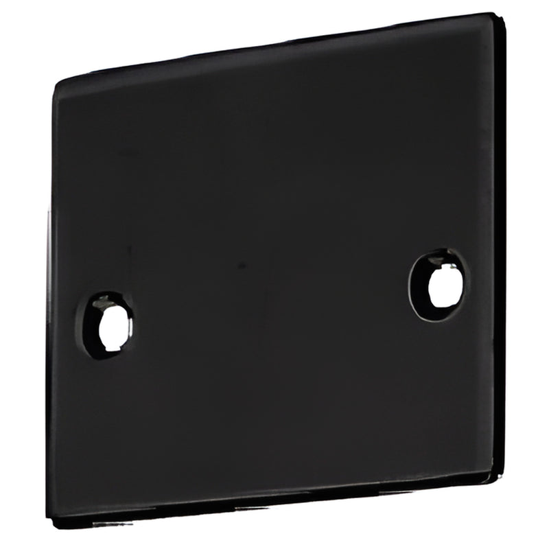 Gloss black square end cap for NH2/NH3 U-channels, pre-drilled with two screw holes, fits 10-19 mm glass. SKU NH3ECBL